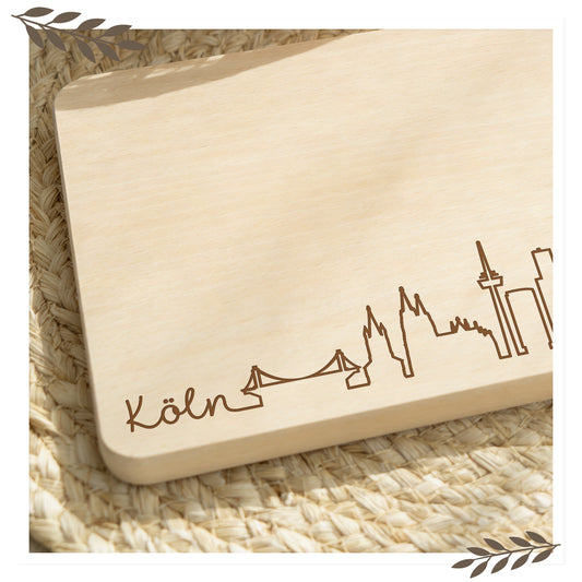Frühstücksbrett Köln Skyline – Massives Buchenholz