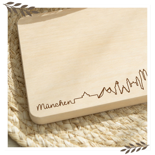 Frühstücksbrett München Skyline – Massives Buchenholz