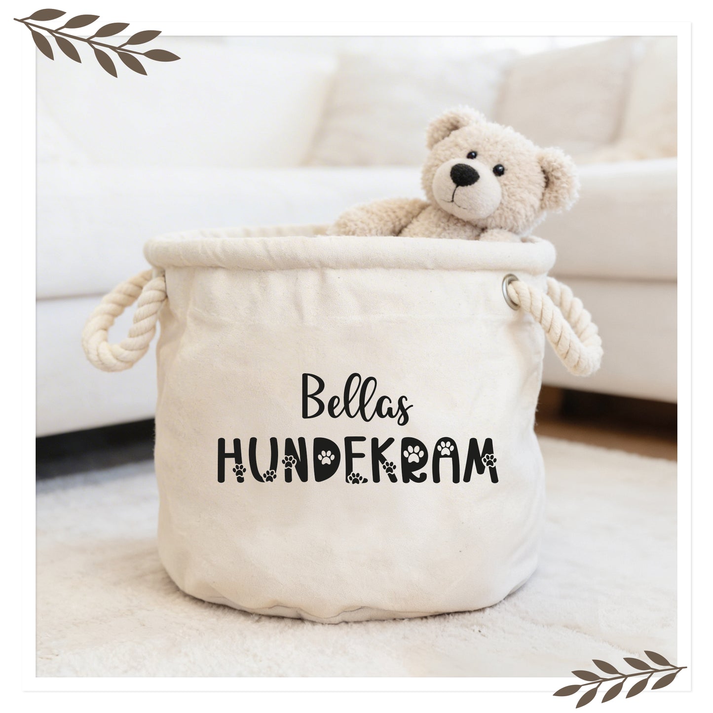 Personalisierter Hundespielzeug Korb mit Namen
