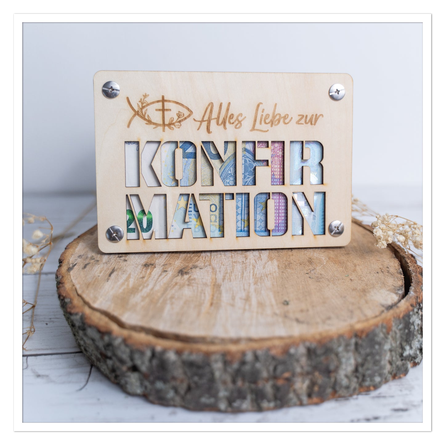 Holz Geldkarte zur Konfirmation – kreative Geldverpackung