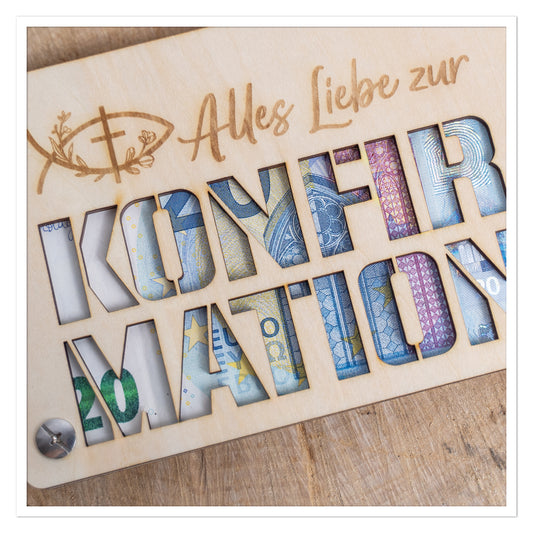 Holz Geldkarte zur Konfirmation – kreative Geldverpackung