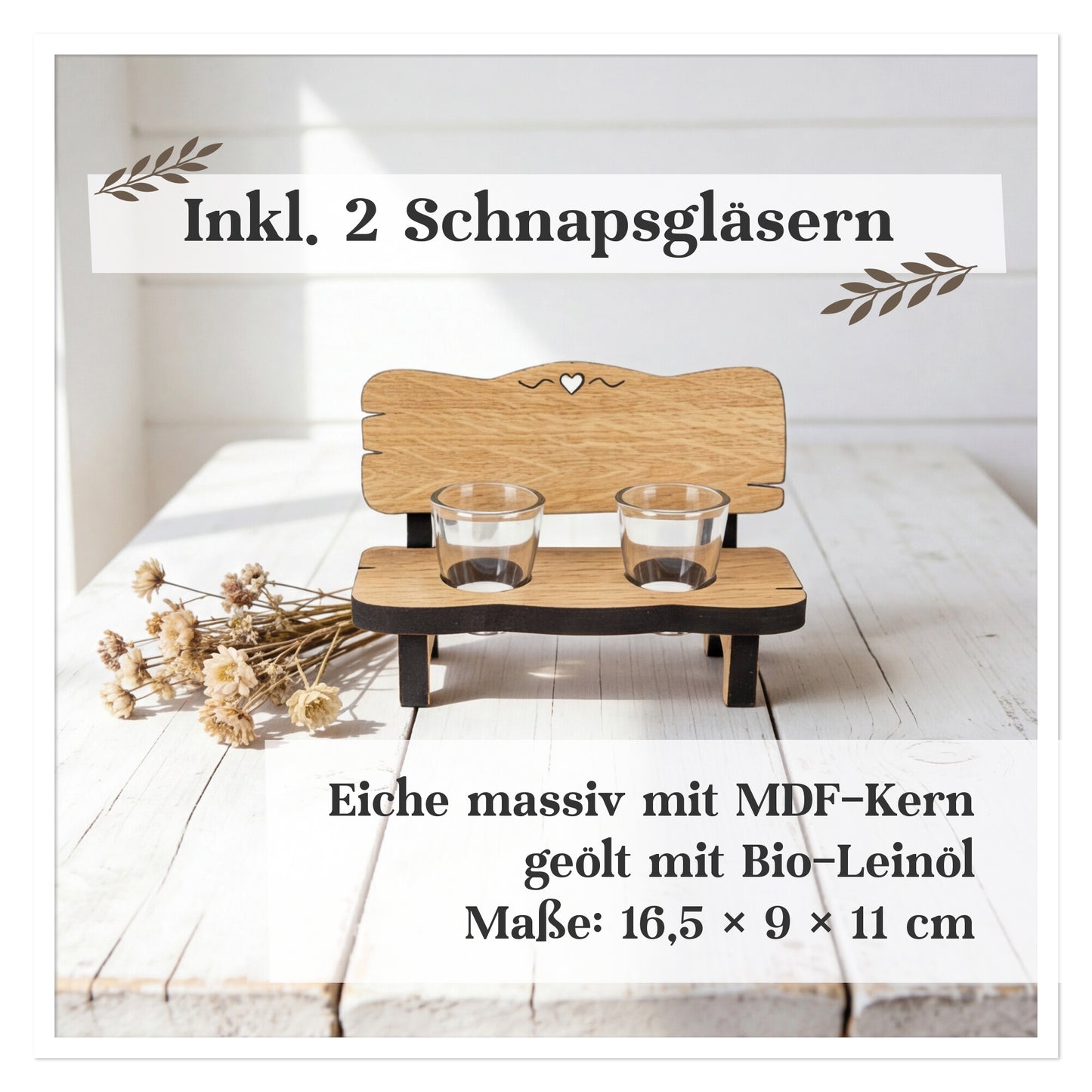 Personalisierte Schnapsbank mit Namen und Datum