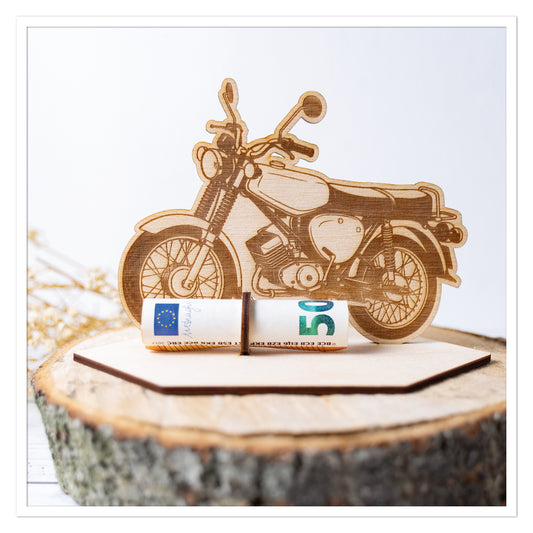 Geldgeschenk Motorrad Simson personalisiert Holz