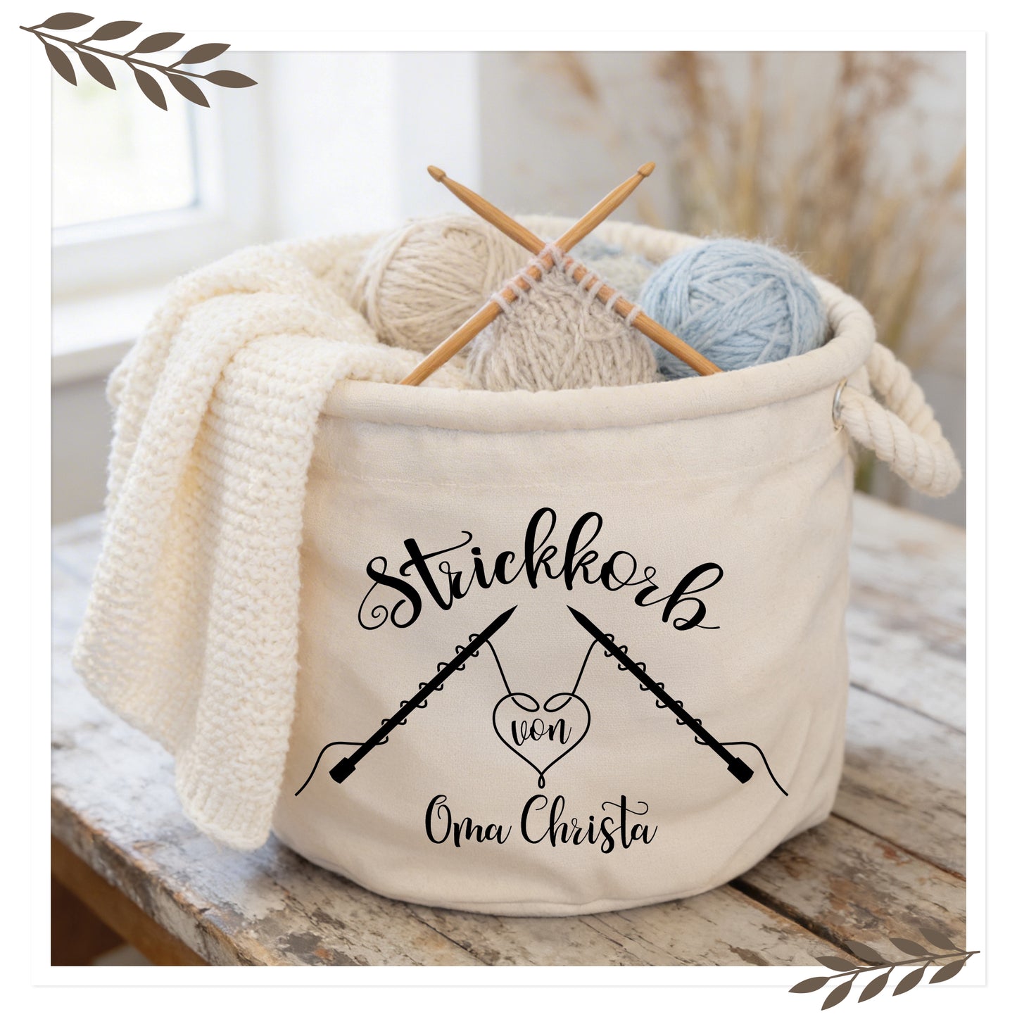 Personalisierter Strickkorb mit Name – „Strickkorb von“ SK03