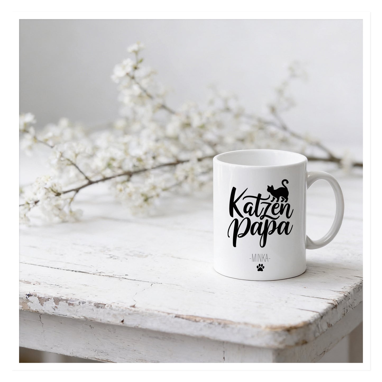 Katzenpapa Tasse – personalisiert mit Namen