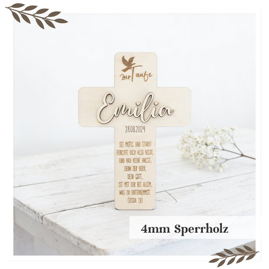 Personalisiertes Taufkreuz aus Holz