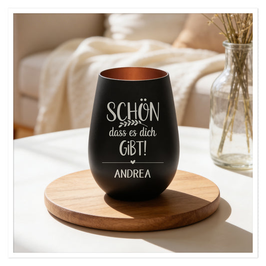 Personalisiertes Windlicht „Schön dass es dich gibt“