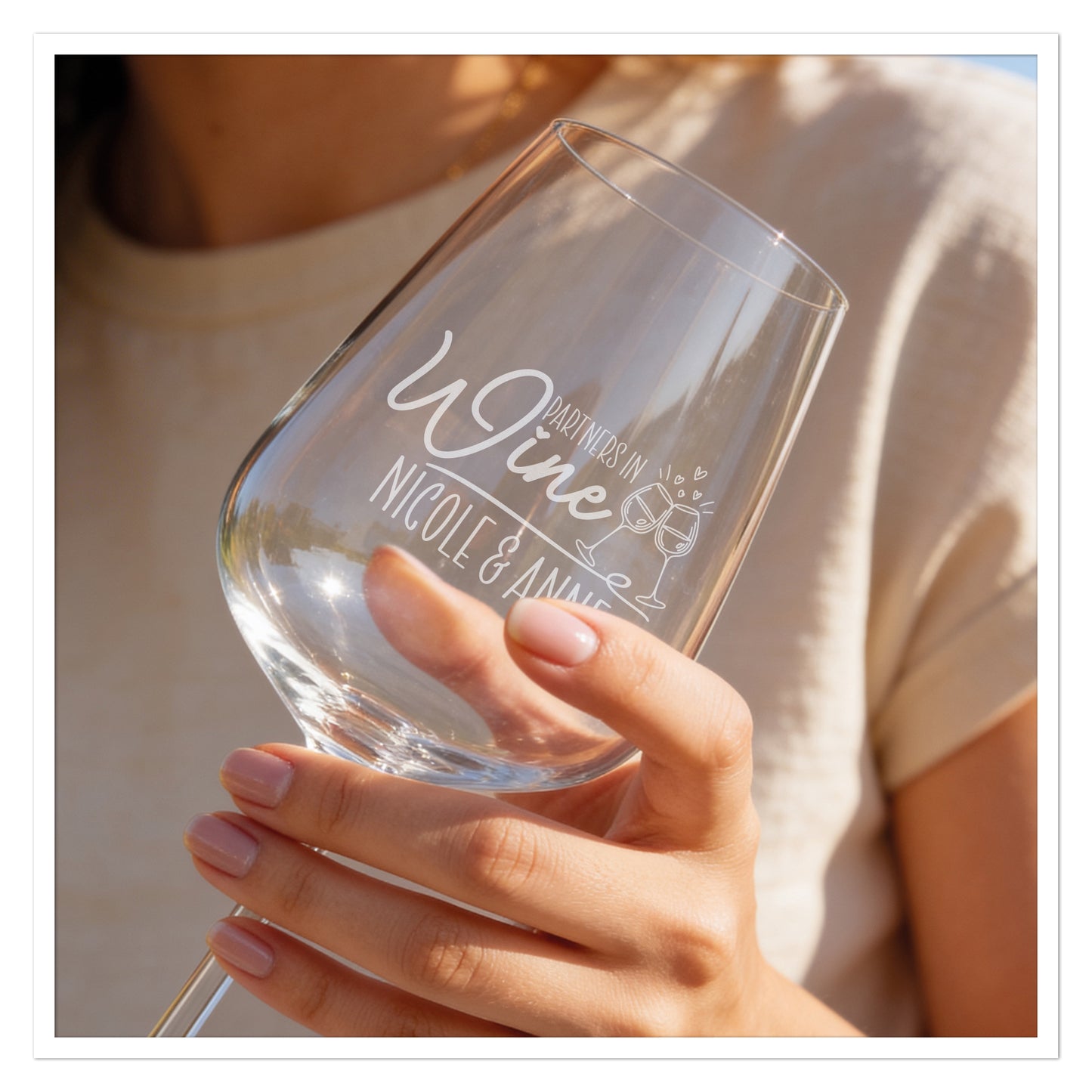 Personalisiertes Weinglas Partners in Wine mit Name(n)