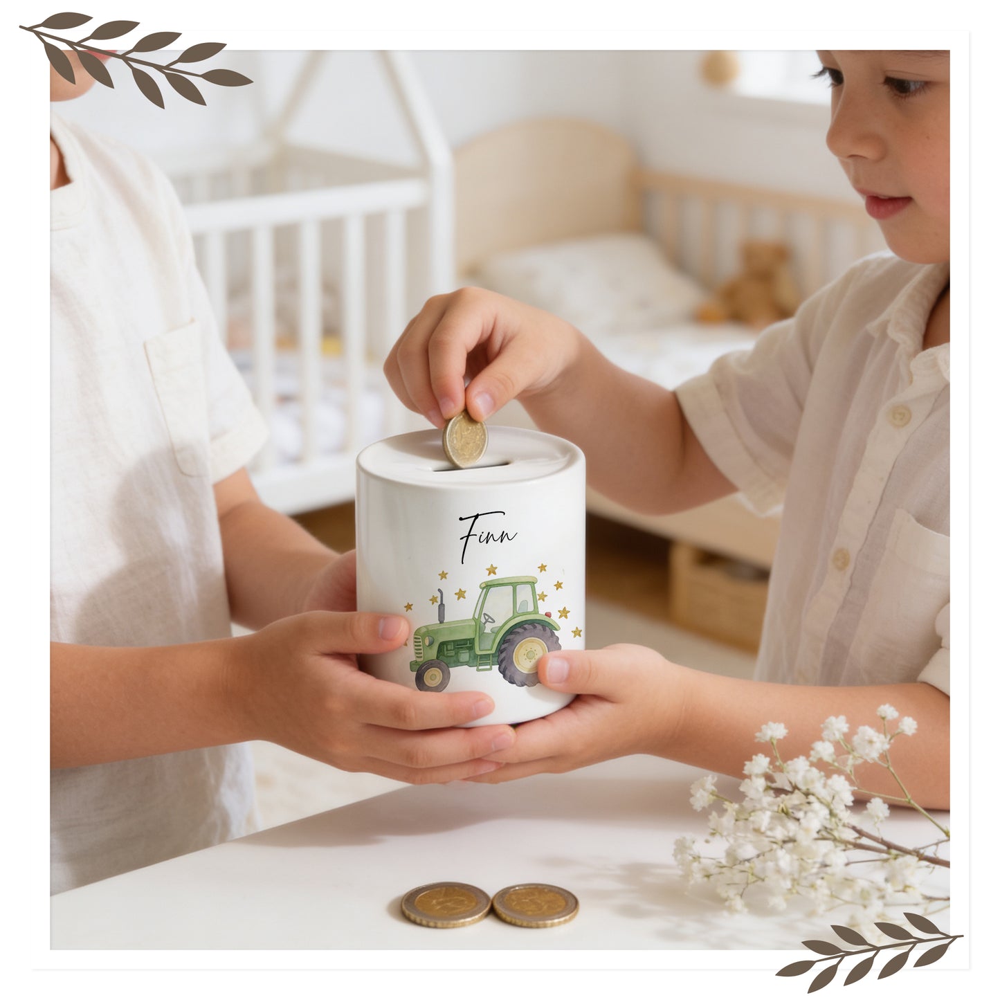 Personalisierte Kinder Spardose mit Namen – Fahrzeug Motive