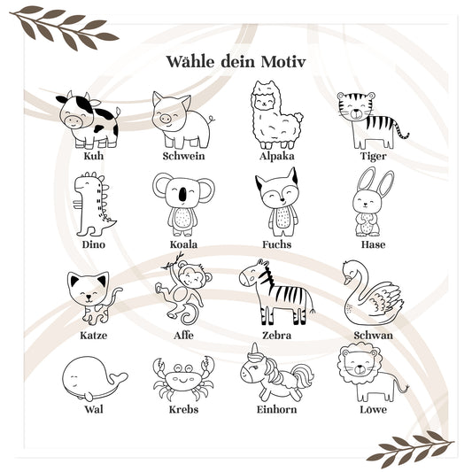 Personalisiertes Frühstücksbrett mit Tiermotiv & Name