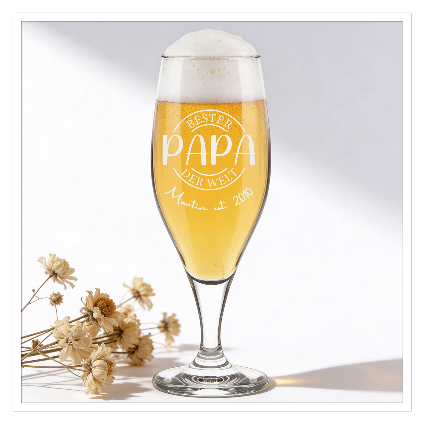 Personalisiertes Bierglas „Bester Papa der Welt“ mit Name & Jahr