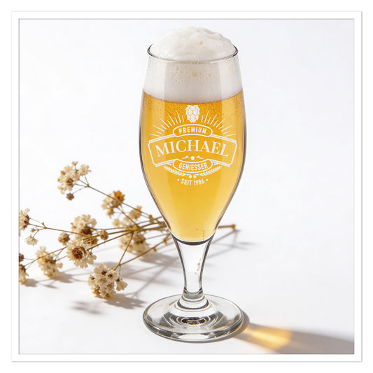Personalisiertes Bierglas mit Name – Premium Genießer Design