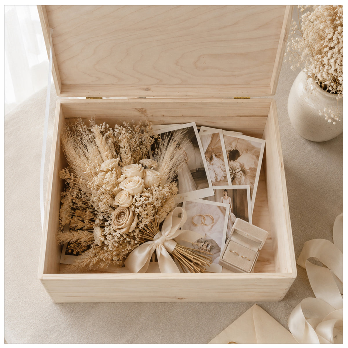 Personalisierte Hochzeitsbox aus Holz mit Namen und Datum