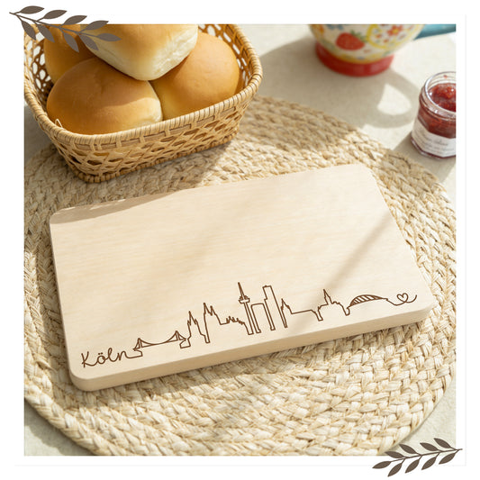 Frühstücksbrett Köln Skyline – Massives Buchenholz