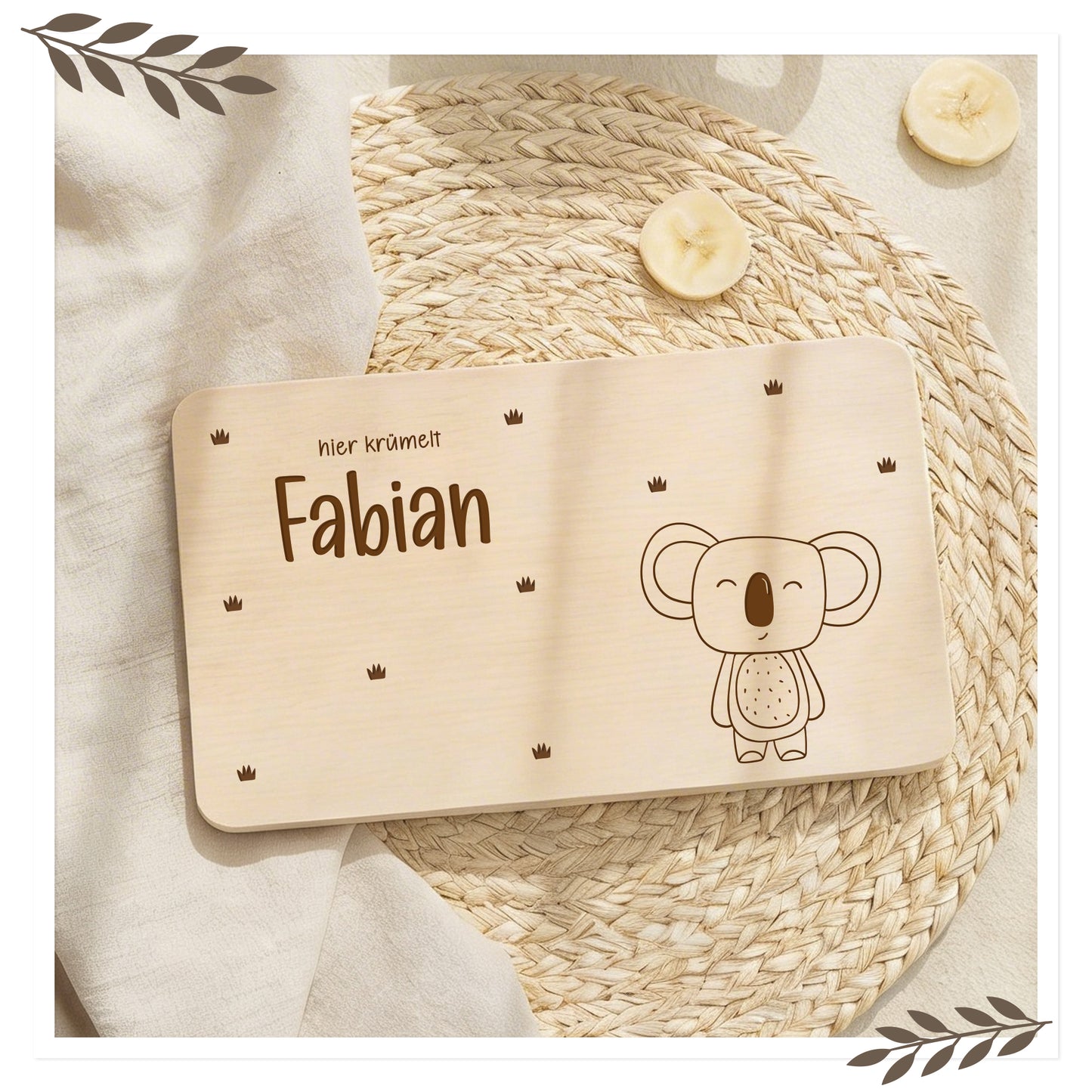 Personalisiertes Frühstücksbrett mit Tiermotiv & Name