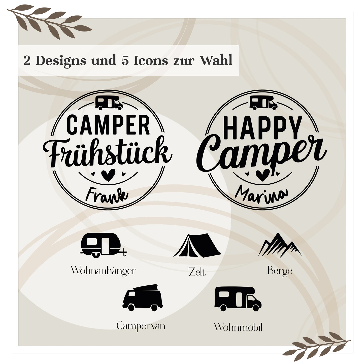 Frühstücksbrettchen aus Holz "Camper Frühstück"