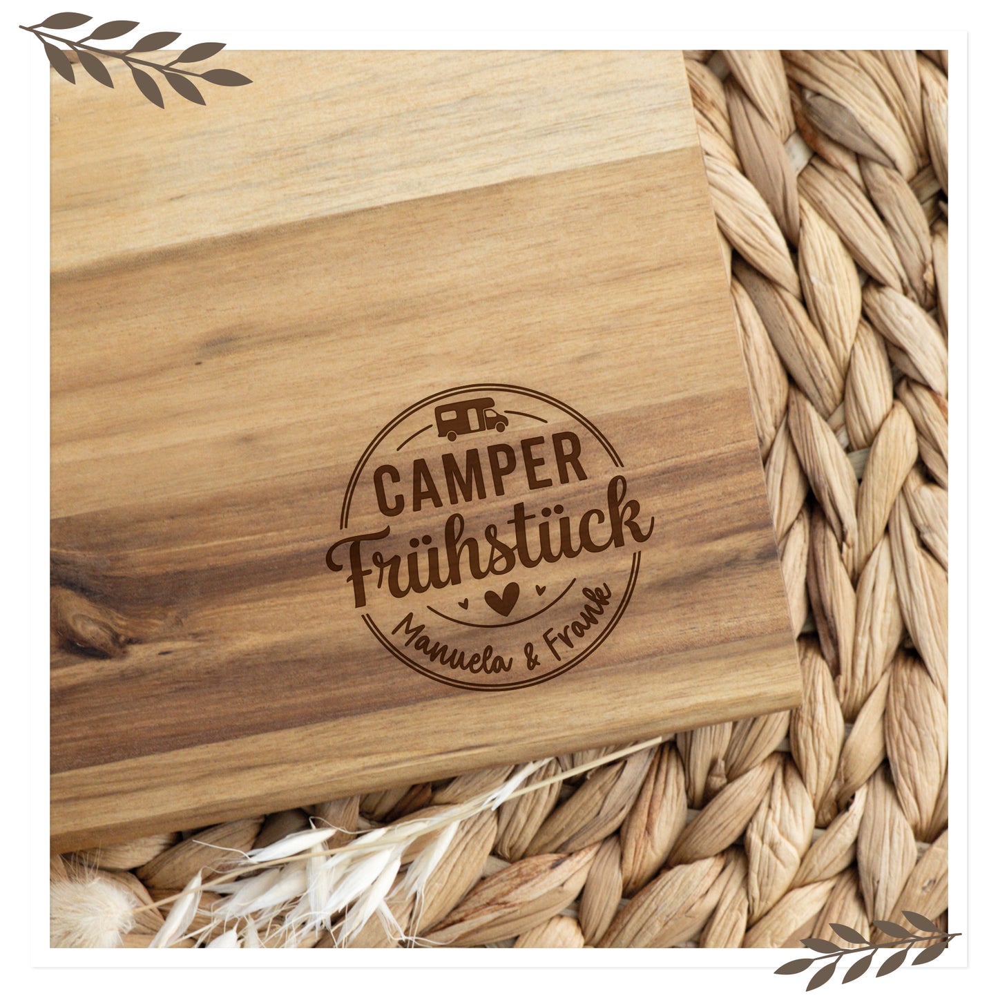 Frühstücksbrettchen aus Holz "Camper Frühstück"
