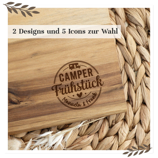Frühstücksbrettchen aus Holz "Camper Frühstück"
