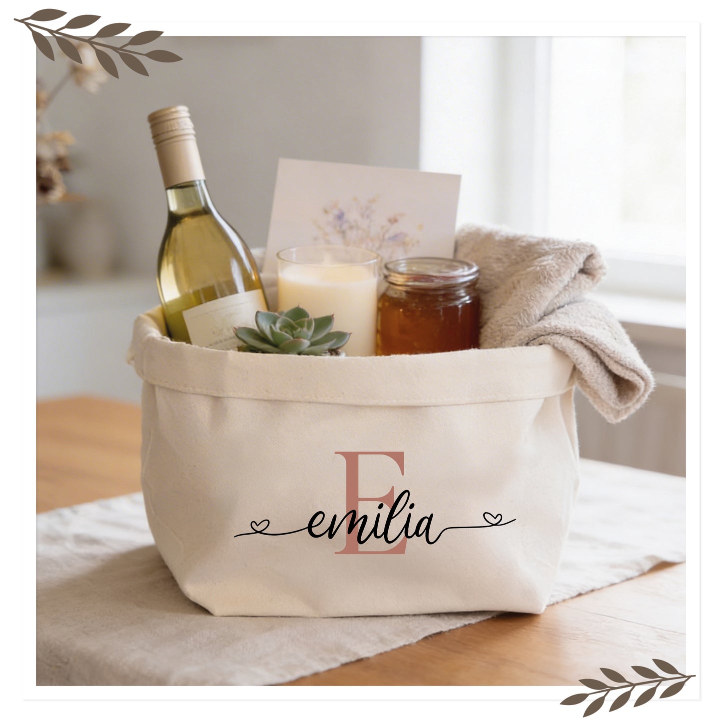 Personalisierter Canvas Aufbewahrungskorb mit Name & Initiale