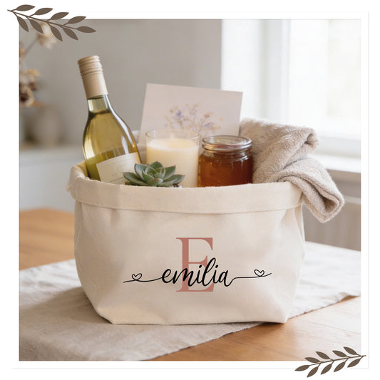 Personalisierter Canvas Aufbewahrungskorb mit Name & Initiale