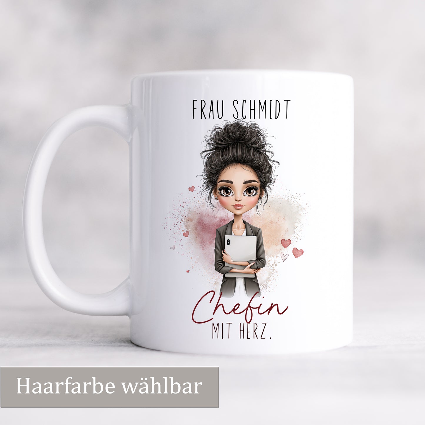 Tasse Chefin mit Herz personalisiert