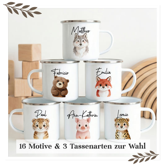 Personalisierte Kindertasse mit Name 16 mögliche Motive