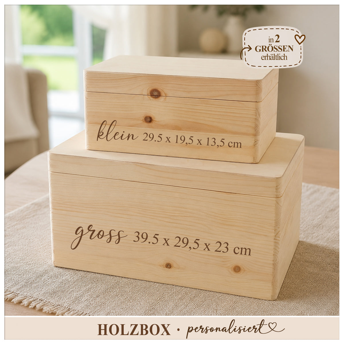 Personalisierte Hochzeitsbox aus Holz mit Namen und Datum