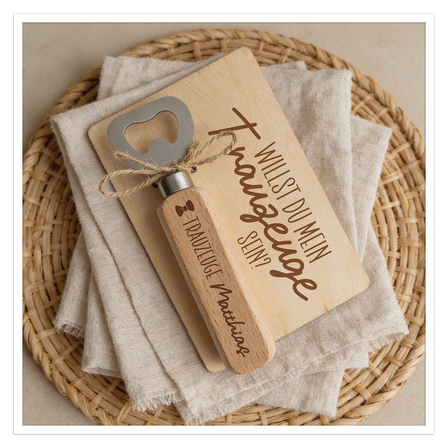 Personalisierter Flaschenöffner Trauzeuge mit Geschenkbox
