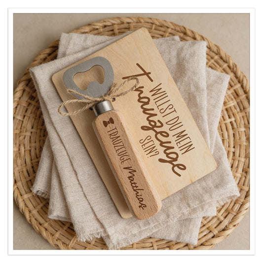 Personalisierter Flaschenöffner Trauzeuge mit Geschenkbox