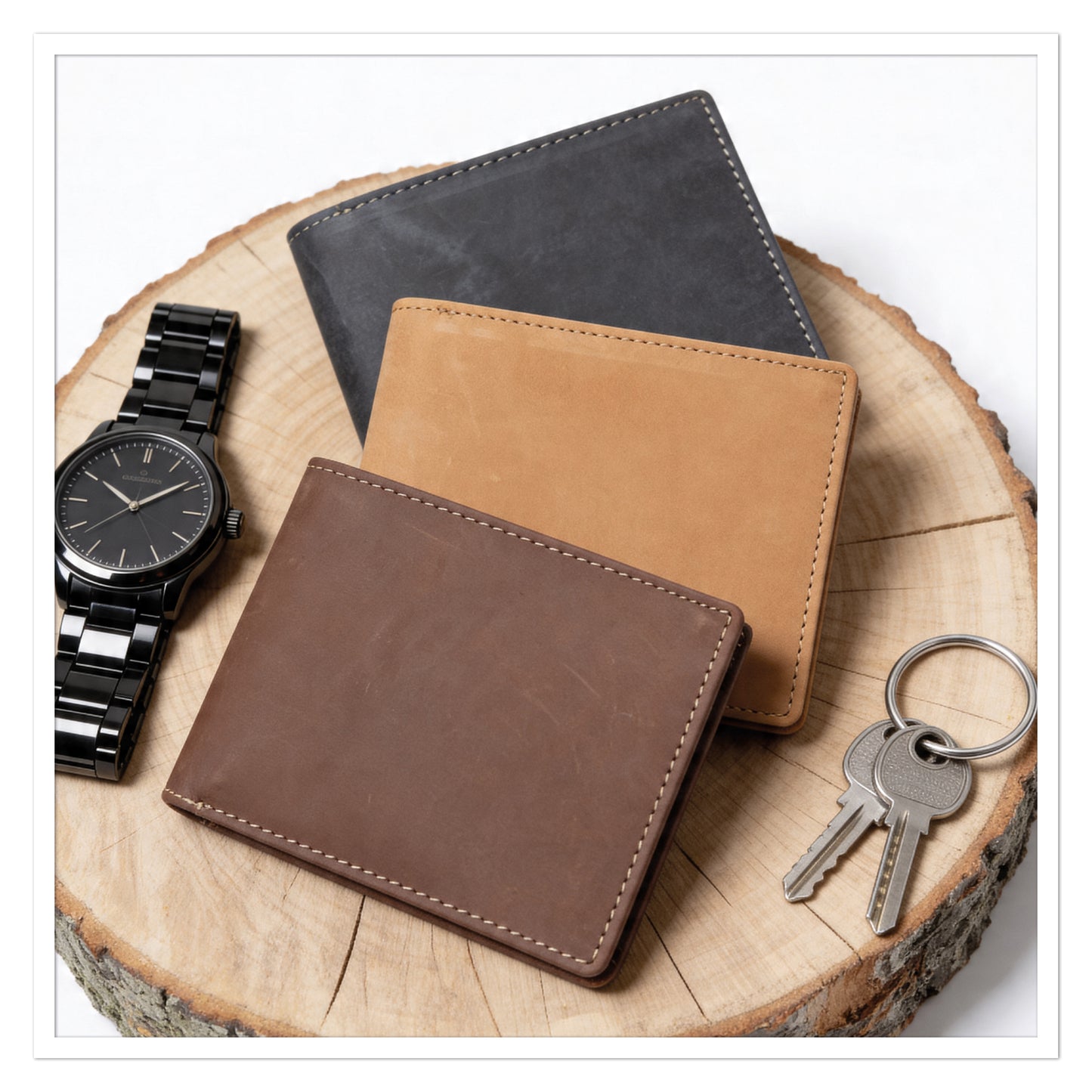 Leder Geldbörse mit Initialen – Vintage Wallet aus Rindsleder