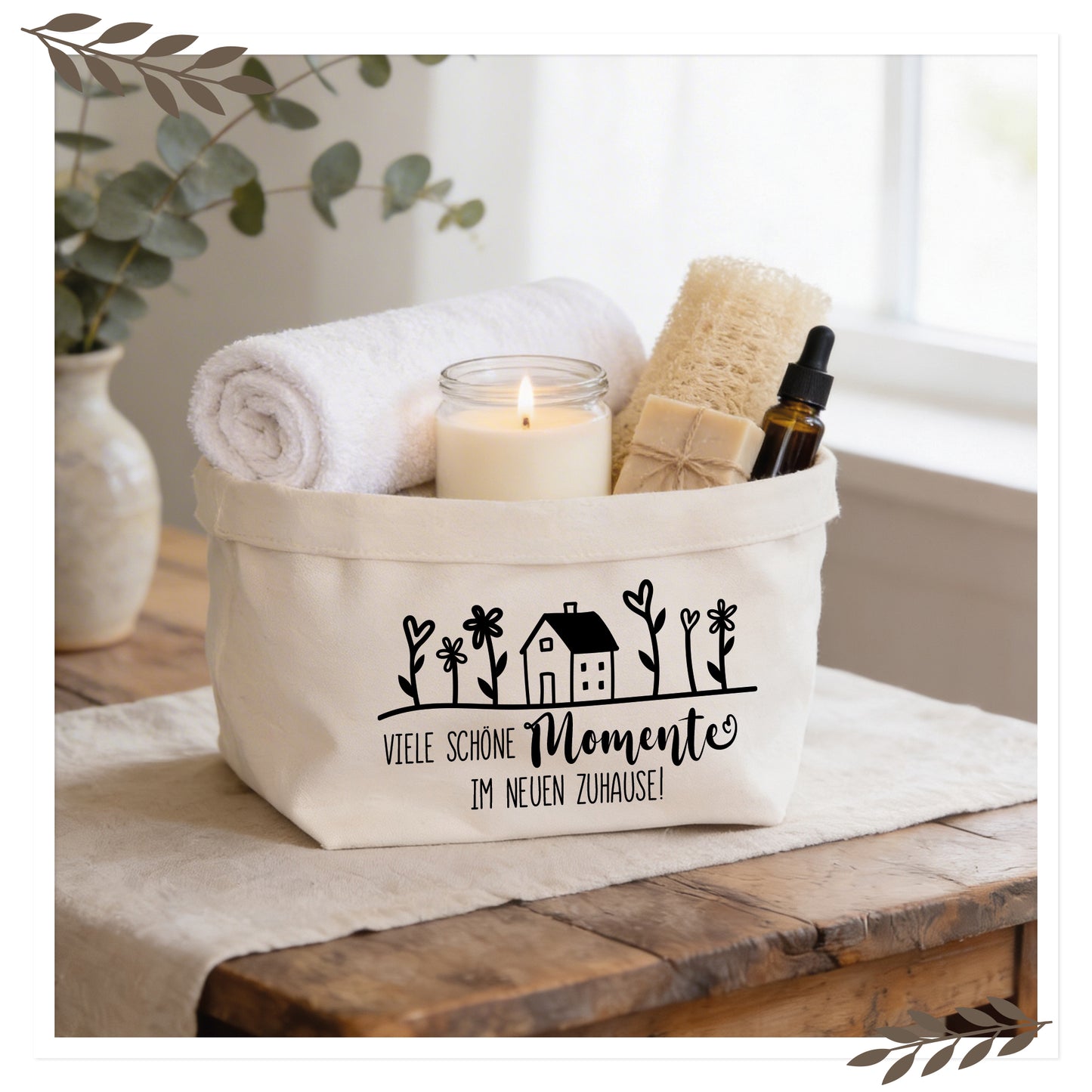 Geschenkkorb zum Selberfüllen „Viele schöne Momente im neuen Zuhause“