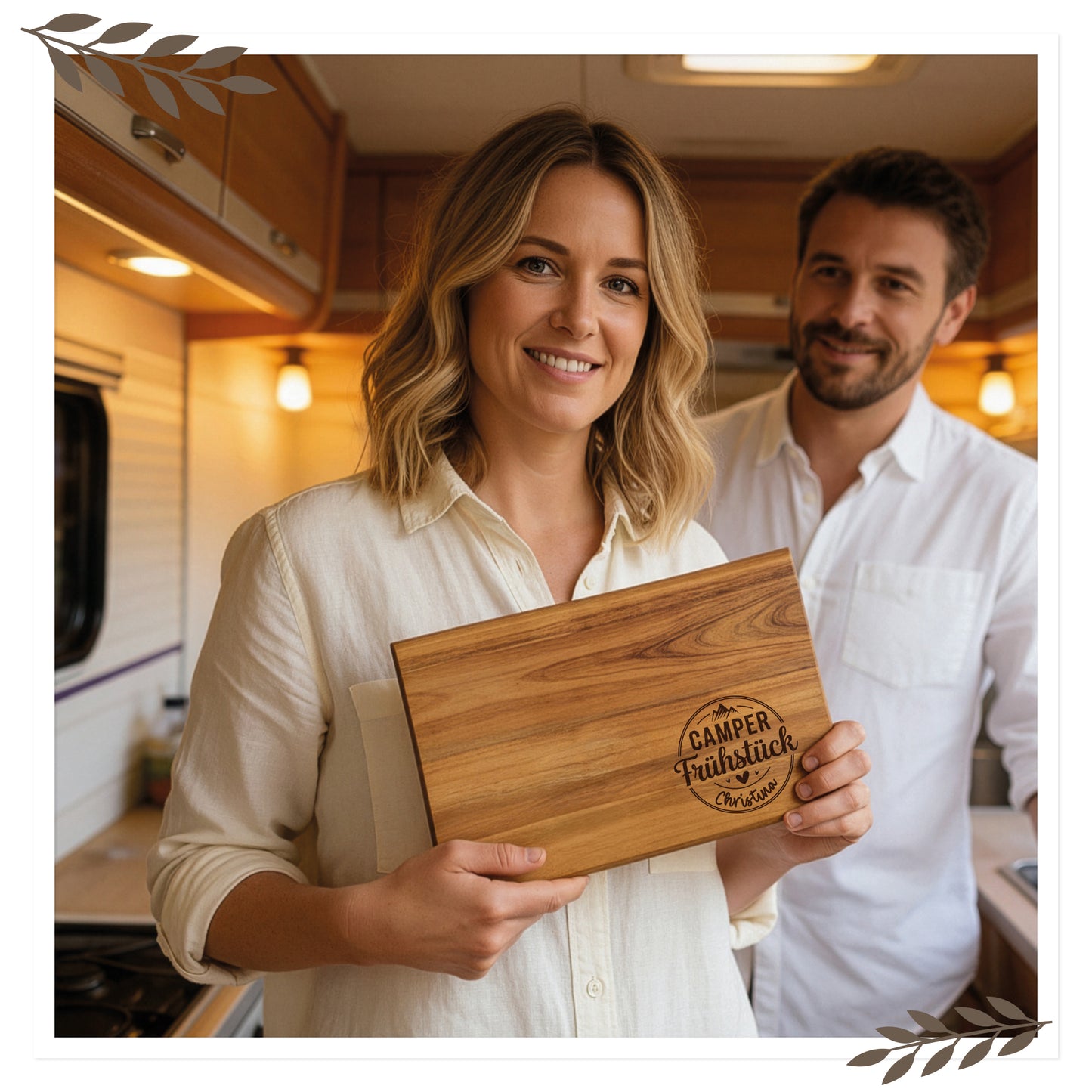 Frühstücksbrettchen aus Holz "Camper Frühstück"