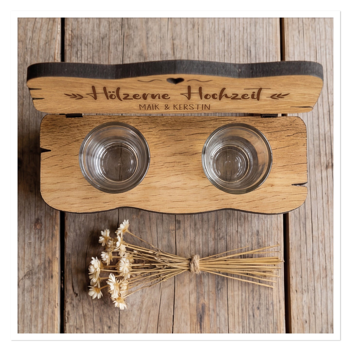 Personalisierte Schnapsbank Hölzerne Hochzeit
