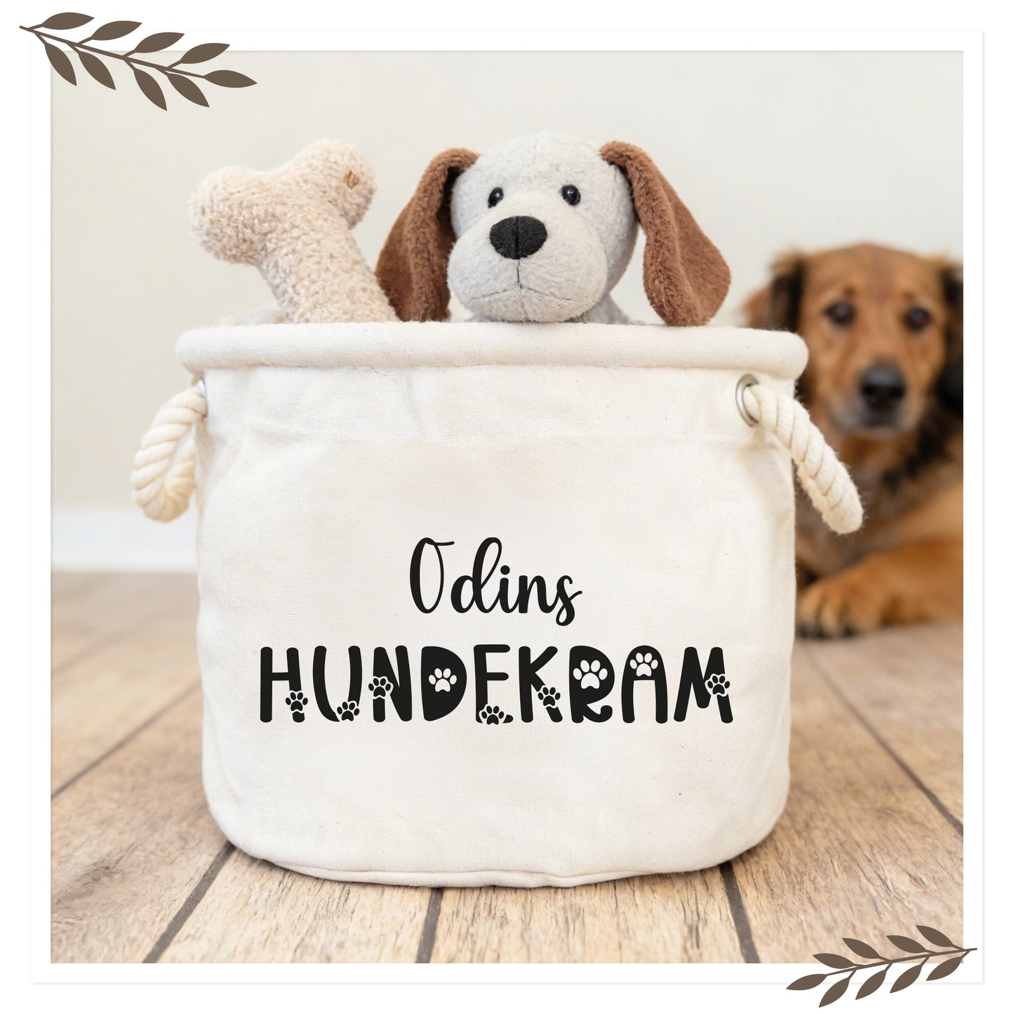 Personalisierter Hundespielzeug Korb mit Namen