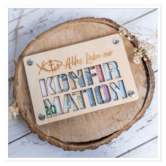 Holz Geldkarte zur Konfirmation – kreative Geldverpackung