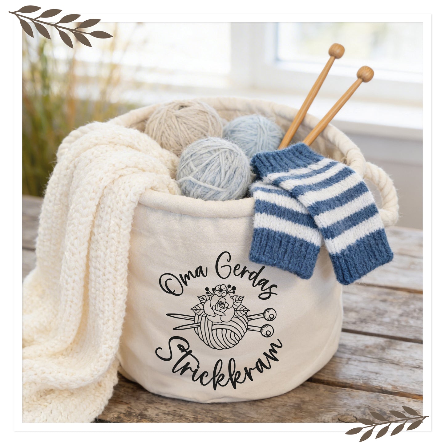 Personalisierter Strickkorb mit Name – „Strickkram“ SK02