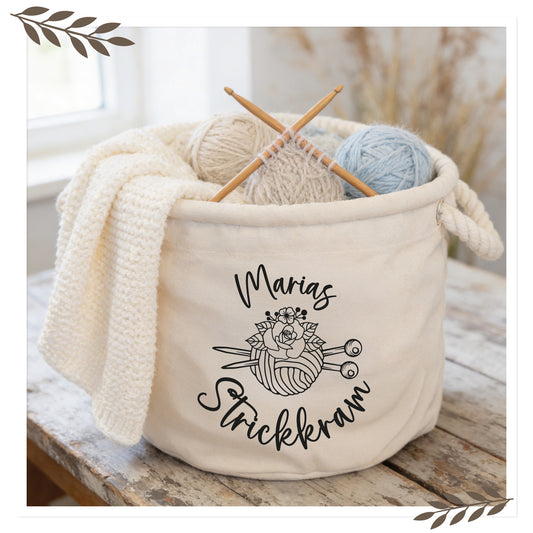 Personalisierter Strickkorb mit Name – „Strickkram“ SK02