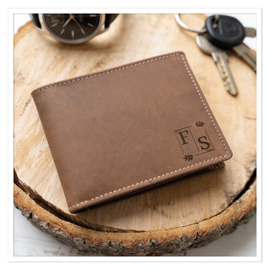 Leder Geldbörse mit Initialen – Vintage Wallet aus Rindsleder