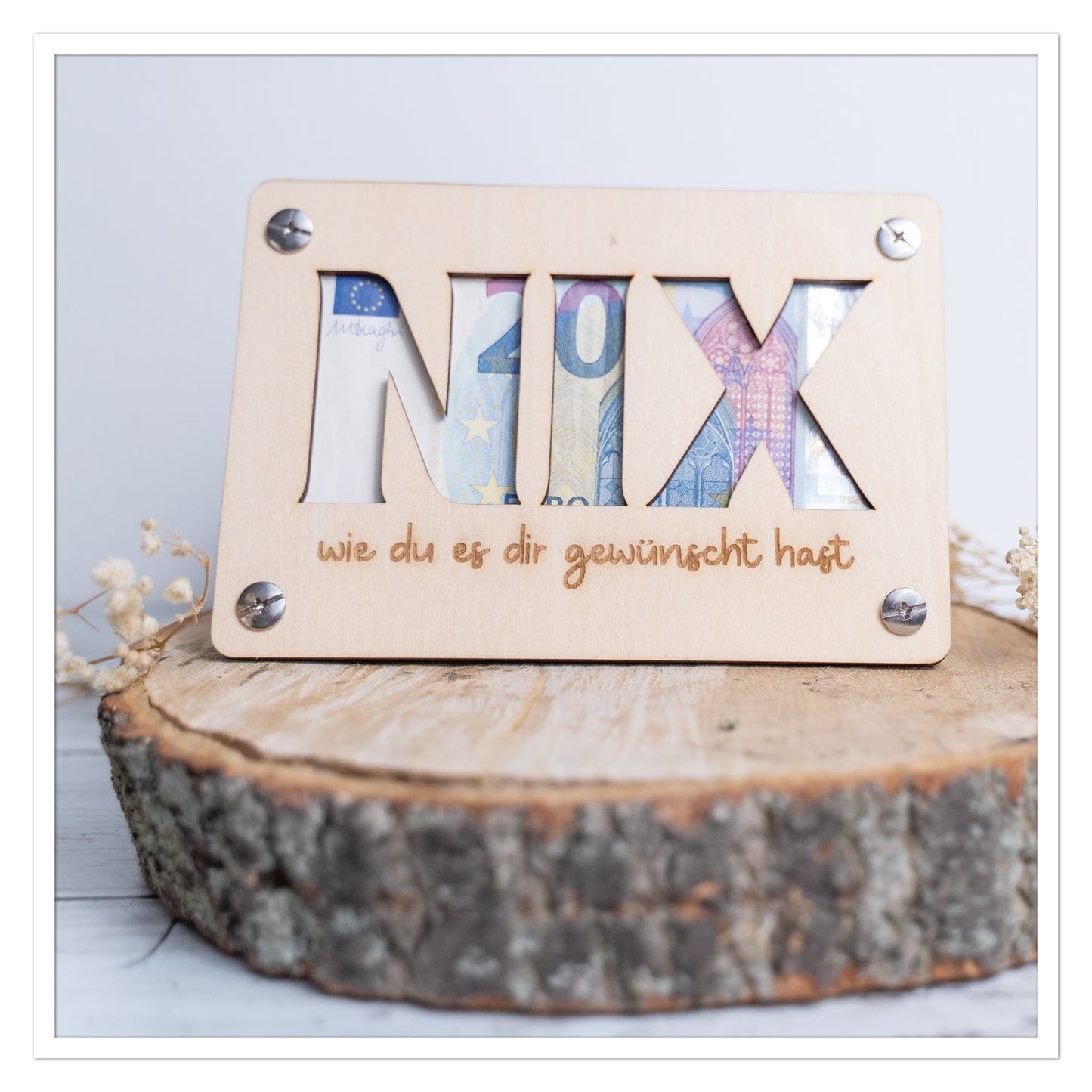 Lustige Holz Geldkarte – „NIX wie du es dir gewünscht hast“
