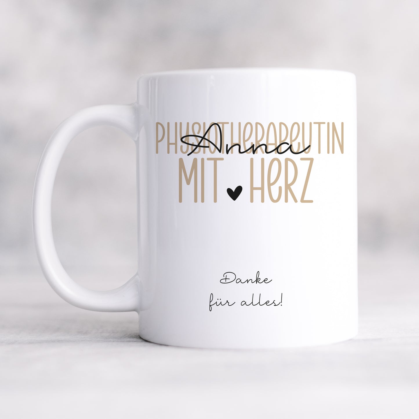 Personalisierte Tasse Physiotherapeut - Physiotherapeutin mit Herz