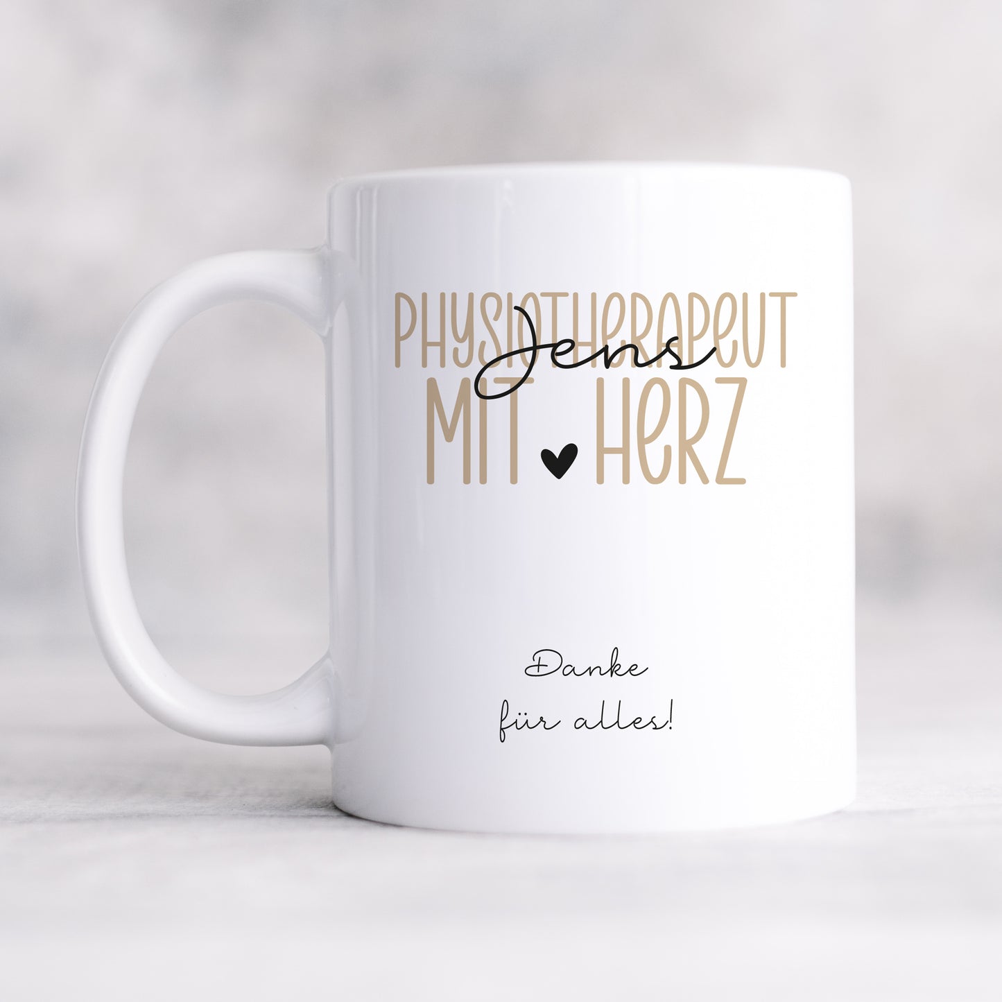 Personalisierte Tasse Physiotherapeut - Physiotherapeutin mit Herz