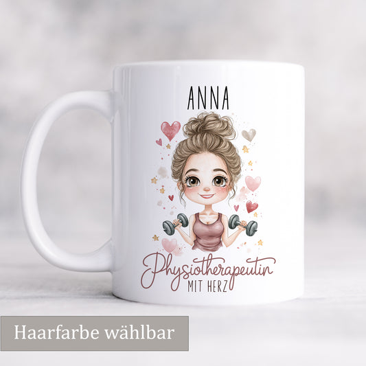 Tasse Physiotherapeutin mit Herz personalsiert