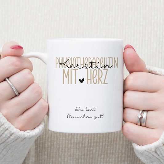 Personalisierte Tasse Physiotherapeut - Physiotherapeutin mit Herz