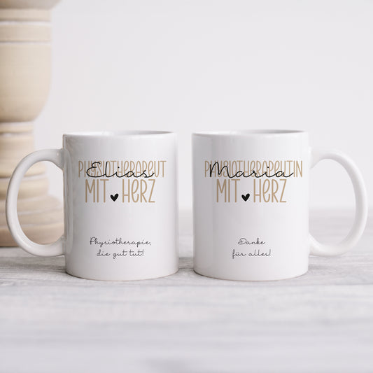 Personalisierte Tasse Physiotherapeut - Physiotherapeutin mit Herz