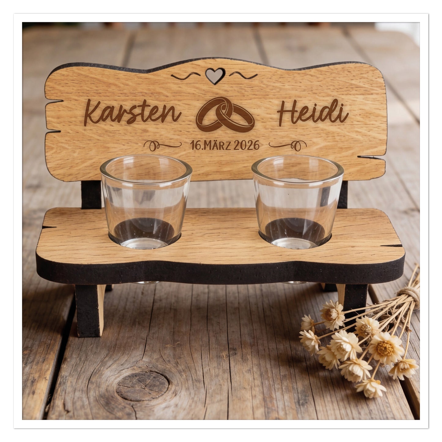 Personalisierte Schnapsbank Ringe mit Namen und Datum