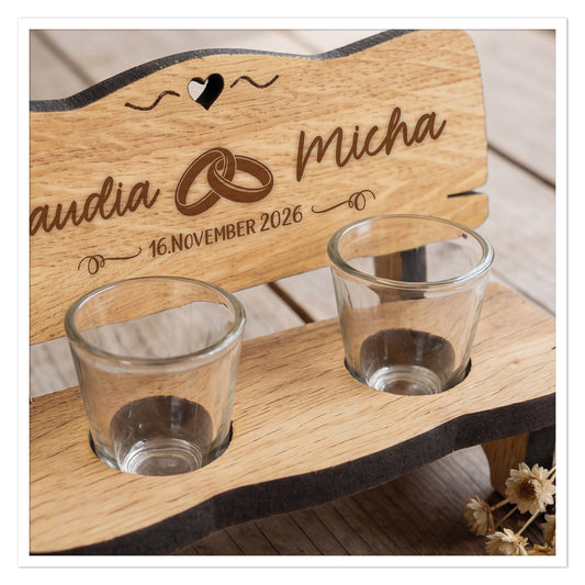 Personalisierte Schnapsbank Ringe mit Namen und Datum