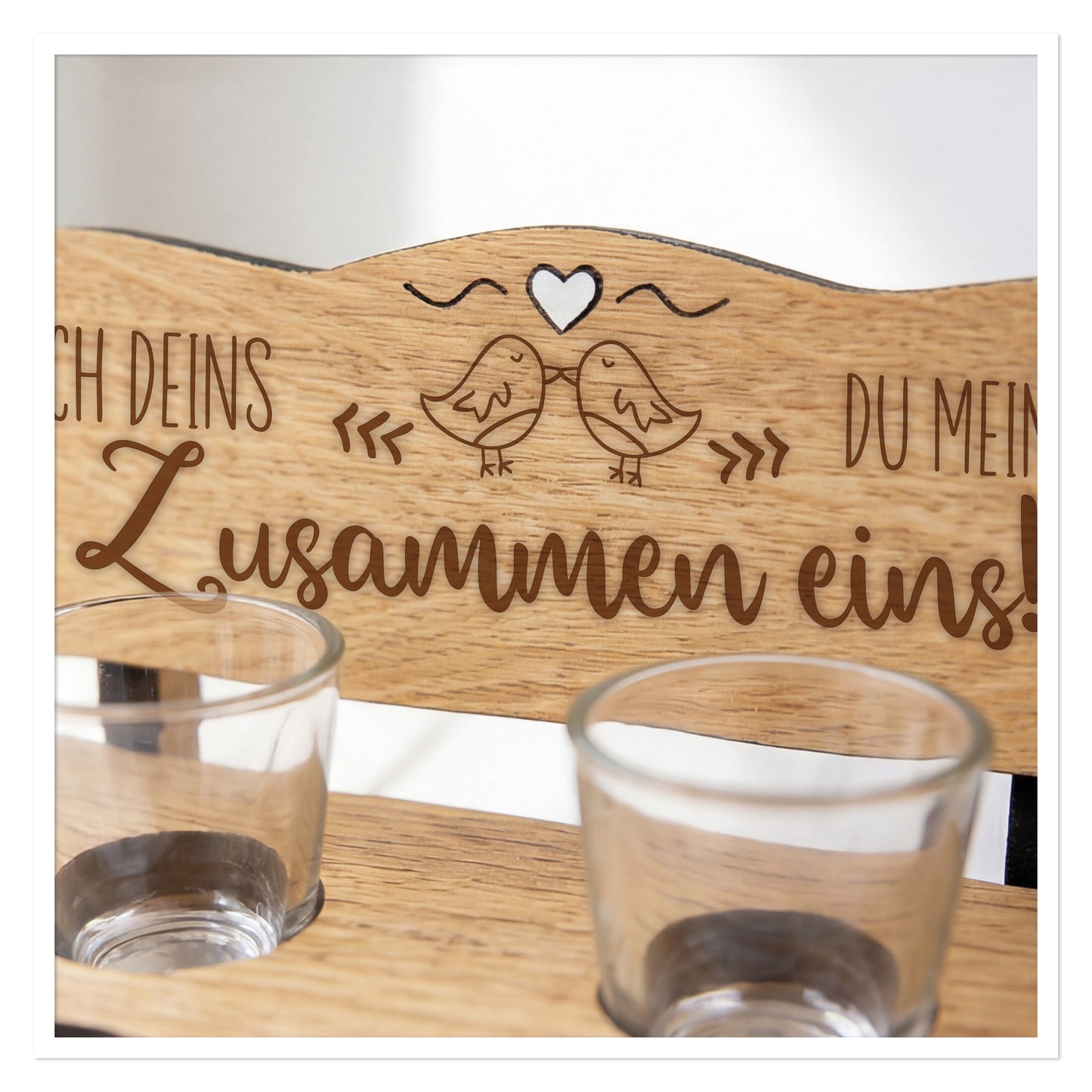 Schnapsbank "Ich Deins Du Meins" für Paare mit Gravur