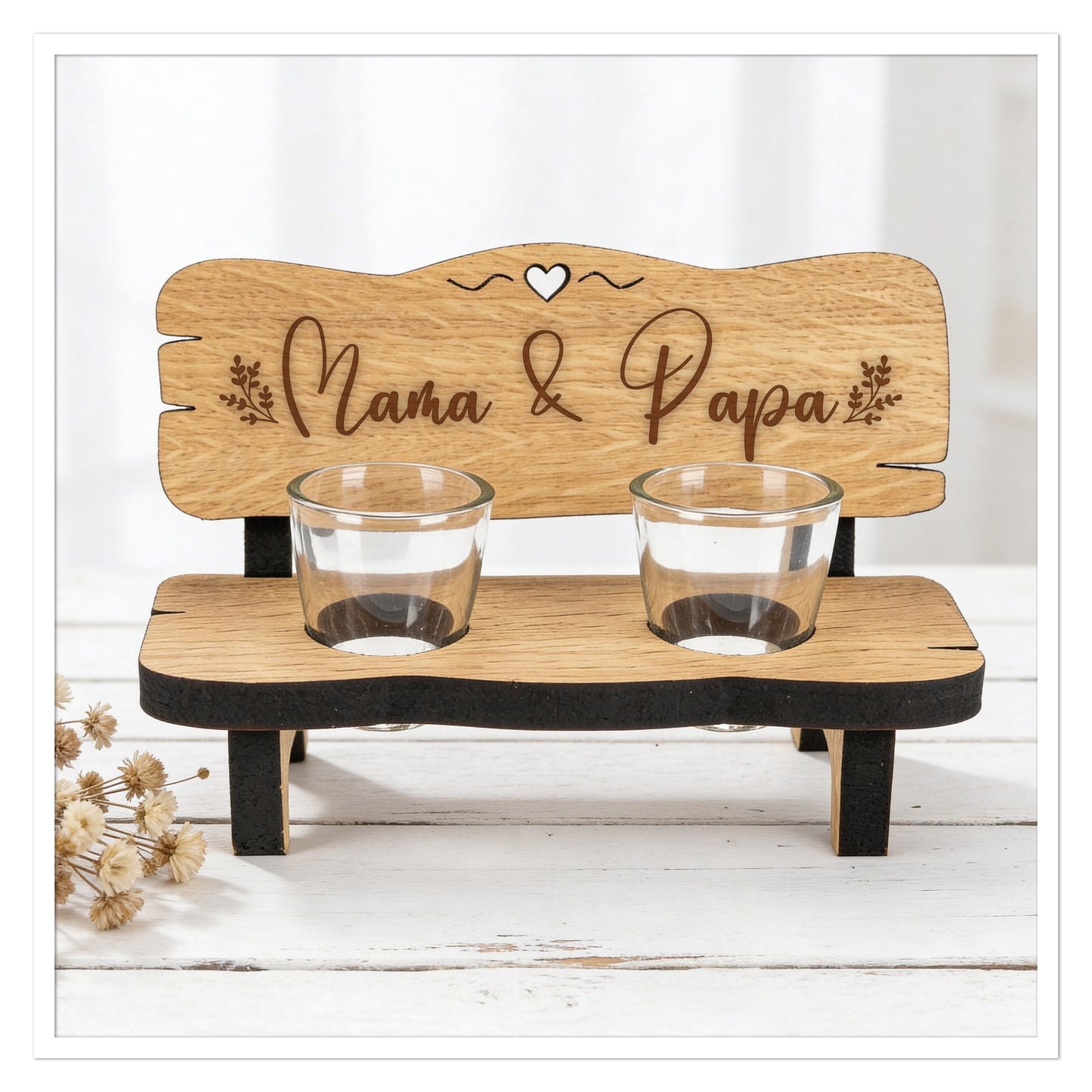 Gravierte Schnapsbank Mama & Papa
