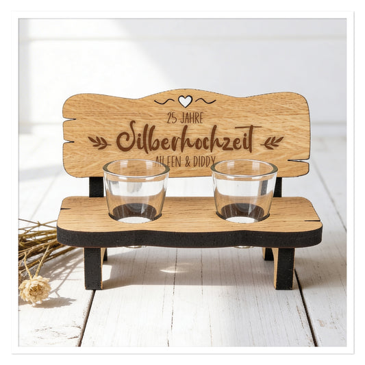 Personalisierte Schnapsbank Silberhochzeit