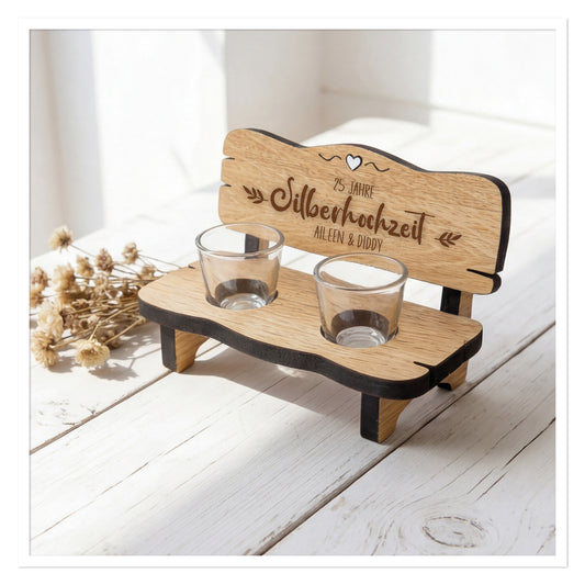 Personalisierte Schnapsbank Silberhochzeit